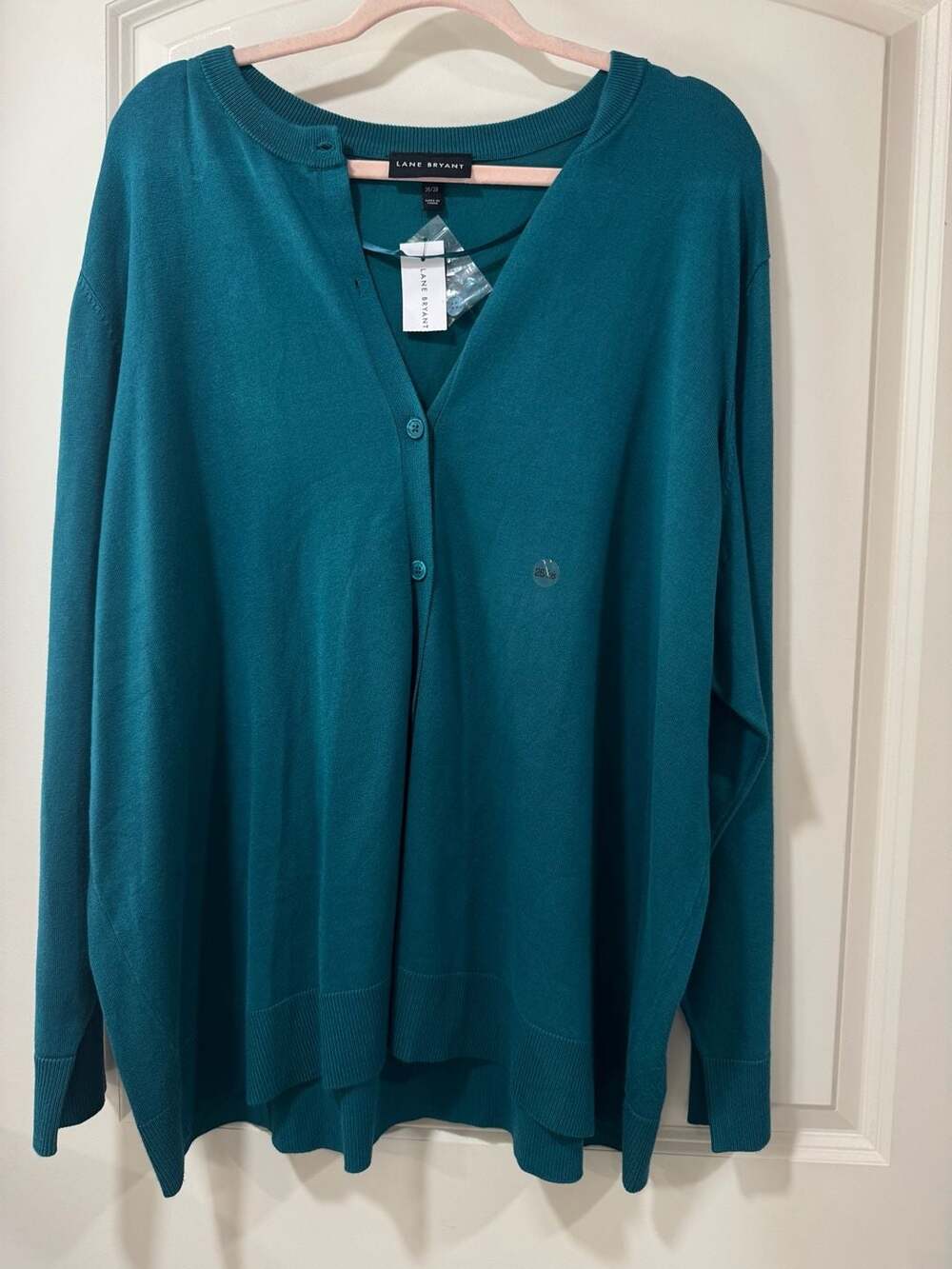 Lane Bryant Teal Cardigan Sweater Plus Size 26/28 Oversized Cozy